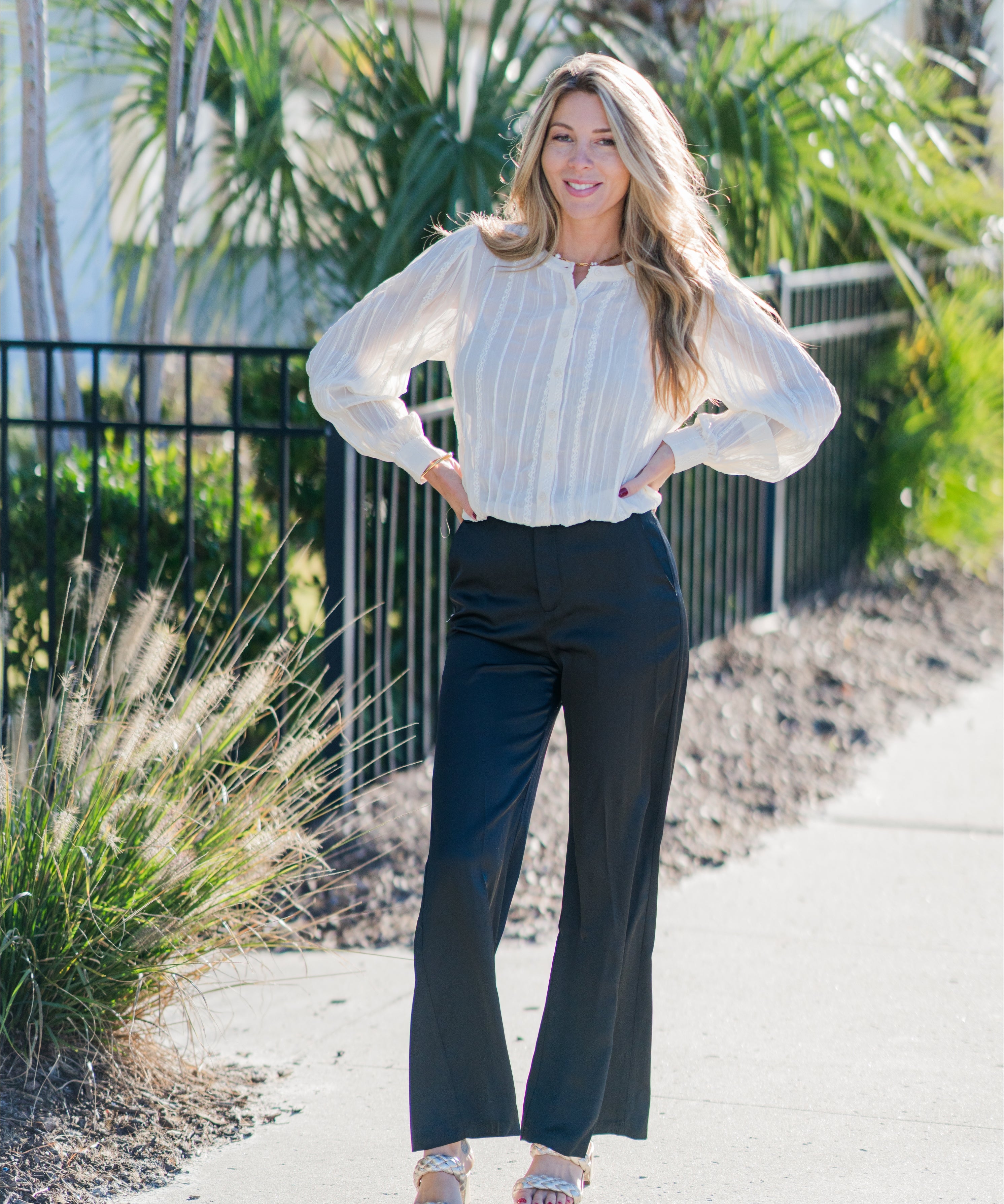 High-Waist Wide Leg Satin Dress Pants (detail view 4)