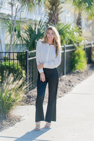 Sheer Embroidered Button Down Blouse