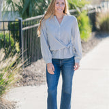 Striped Wrap Tie Blouse (detail view 4)