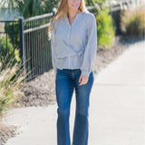 Striped Wrap Tie Blouse (detail view 5)