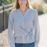 Striped Wrap Tie Blouse (detail view 3)