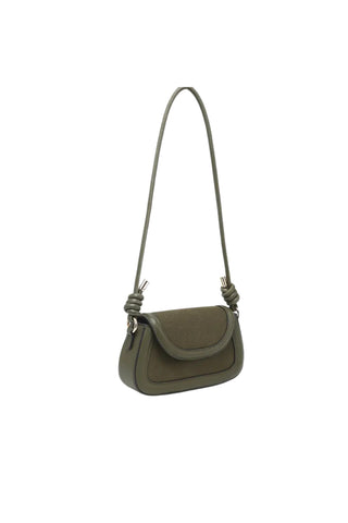 Faux Suede Foldover Crossbody Bag with Coil Detail