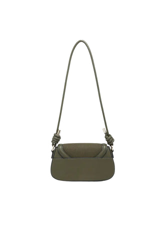Faux Suede Foldover Crossbody Bag with Coil Detail