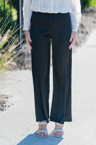 High-Waist Wide Leg Satin Dress Pants