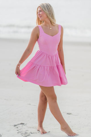 Poplin Corset Ruffle Mini Dress