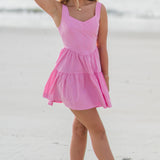 Poplin Corset Ruffle Mini Dress