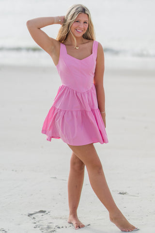Poplin Corset Ruffle Mini Dress