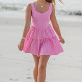 Poplin Corset Ruffle Mini Dress