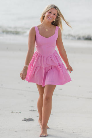 Poplin Corset Ruffle Mini Dress