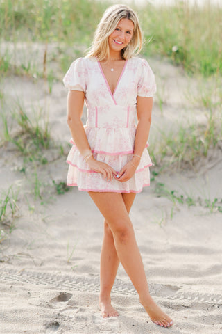 Floral Lace Puff Mini Dress