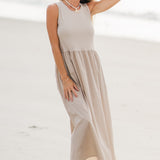 Solid Contrast Maxi Dress