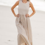 Solid Contrast Maxi Dress