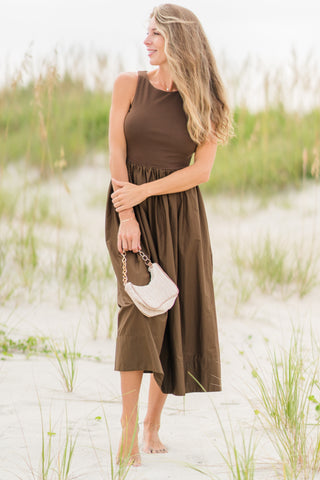 Sleeveless Gathered Midi Dress