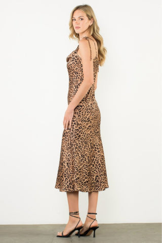 Cheetah Cowl Neck Slip Dress
