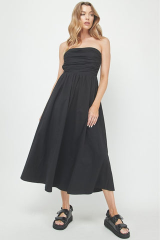 Ruched Bodice Cotton Maxi Dress