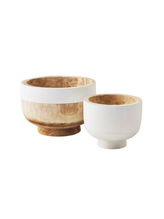 White Two-Tone Wood Bowl