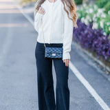 Crewneck Button Down Puff Sleeve Cardigan