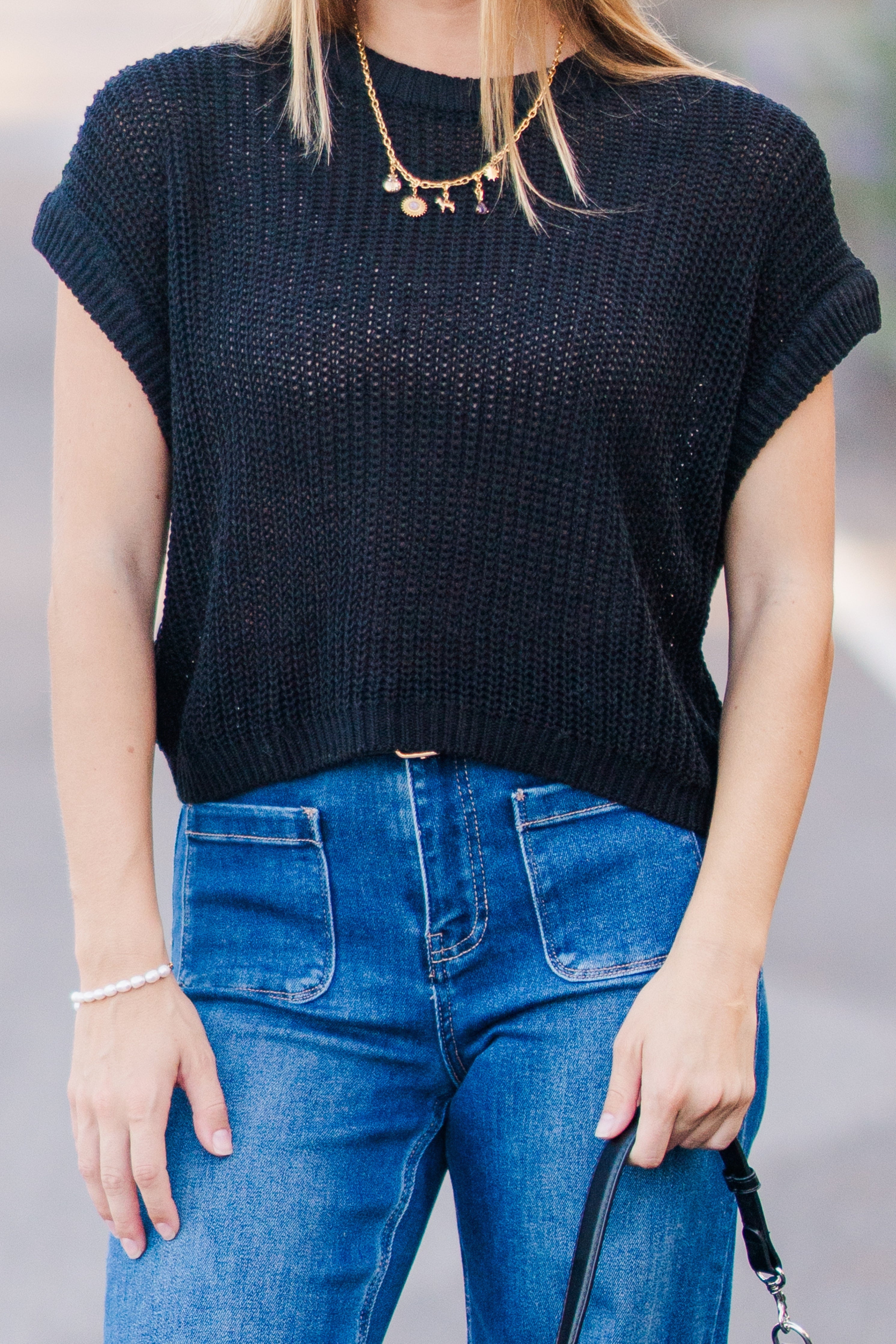 Dolman Sleeve Knitted Crewneck Top