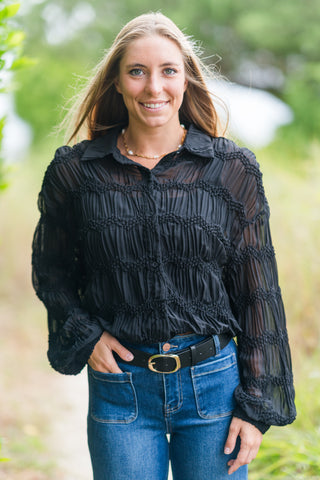 Sheer Button Down Blouse