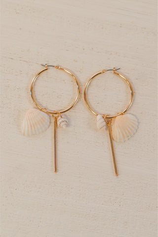 Shell & Bar Dangle Hoops