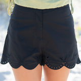 Eyelet Poplin Scalloped Hem Shorts
