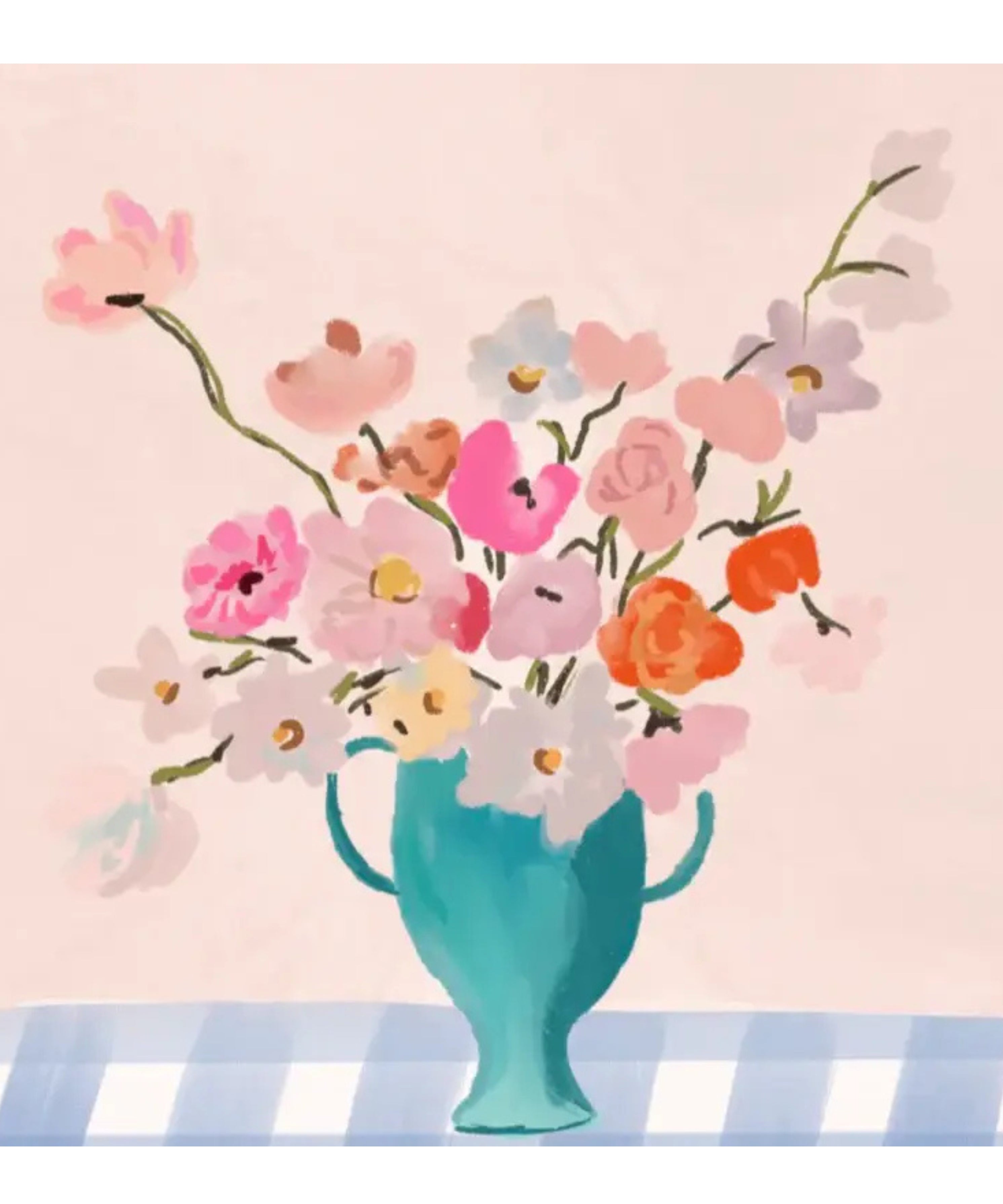 Vase on Blue Gingham (detail view 2)