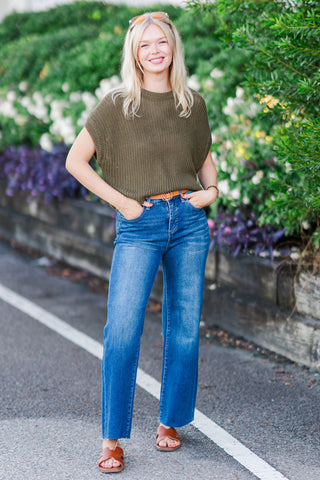 Dolman Sleeve Knitted Crewneck Top