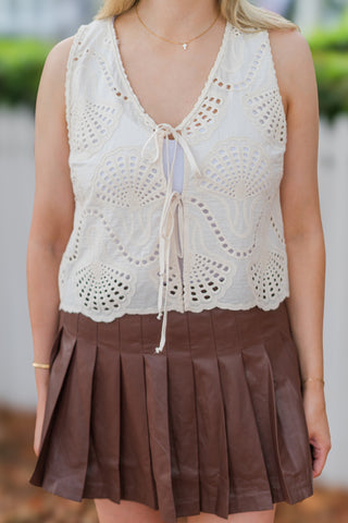 Eyelet Front Tie Top