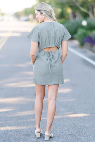 Open Back Textured Mini Dress
