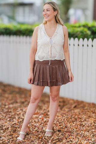 Eyelet Front Tie Top