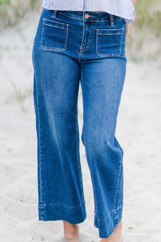 High Rise Crop Wide Pocket Jeans