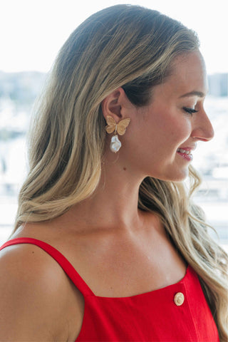 Butterfly Pearl Earrings