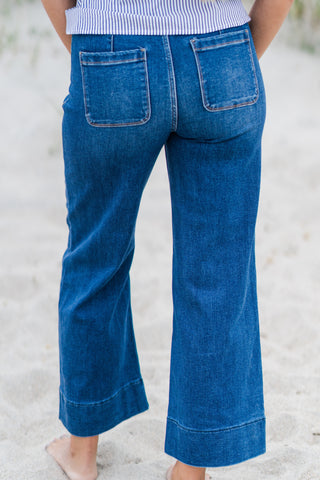 High Rise Crop Wide Pocket Jeans