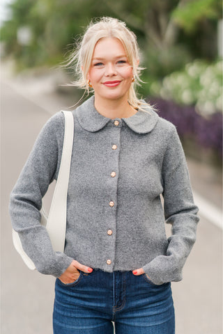 Peter Pan Collar Button Down Knit Cardigan