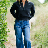 Waffle Knit Quarter Zip Pullover