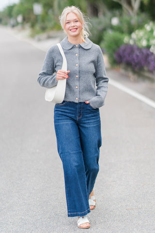 Peter Pan Collar Button Down Knit Cardigan