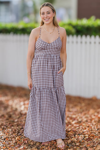 Gingham Tiered Maxi Dress