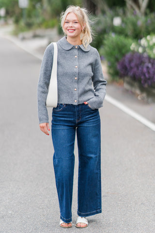 Peter Pan Collar Button Down Knit Cardigan