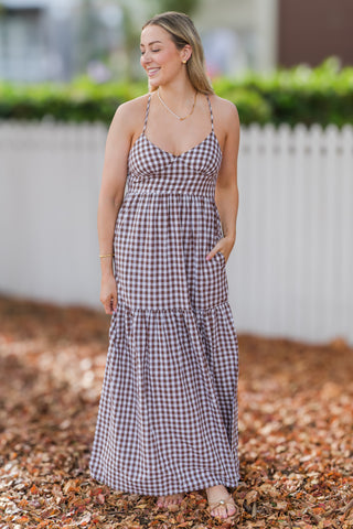 Gingham Tiered Maxi Dress