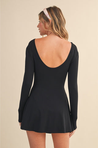 Long Sleeve Wrap Tie Front Athletic Dress