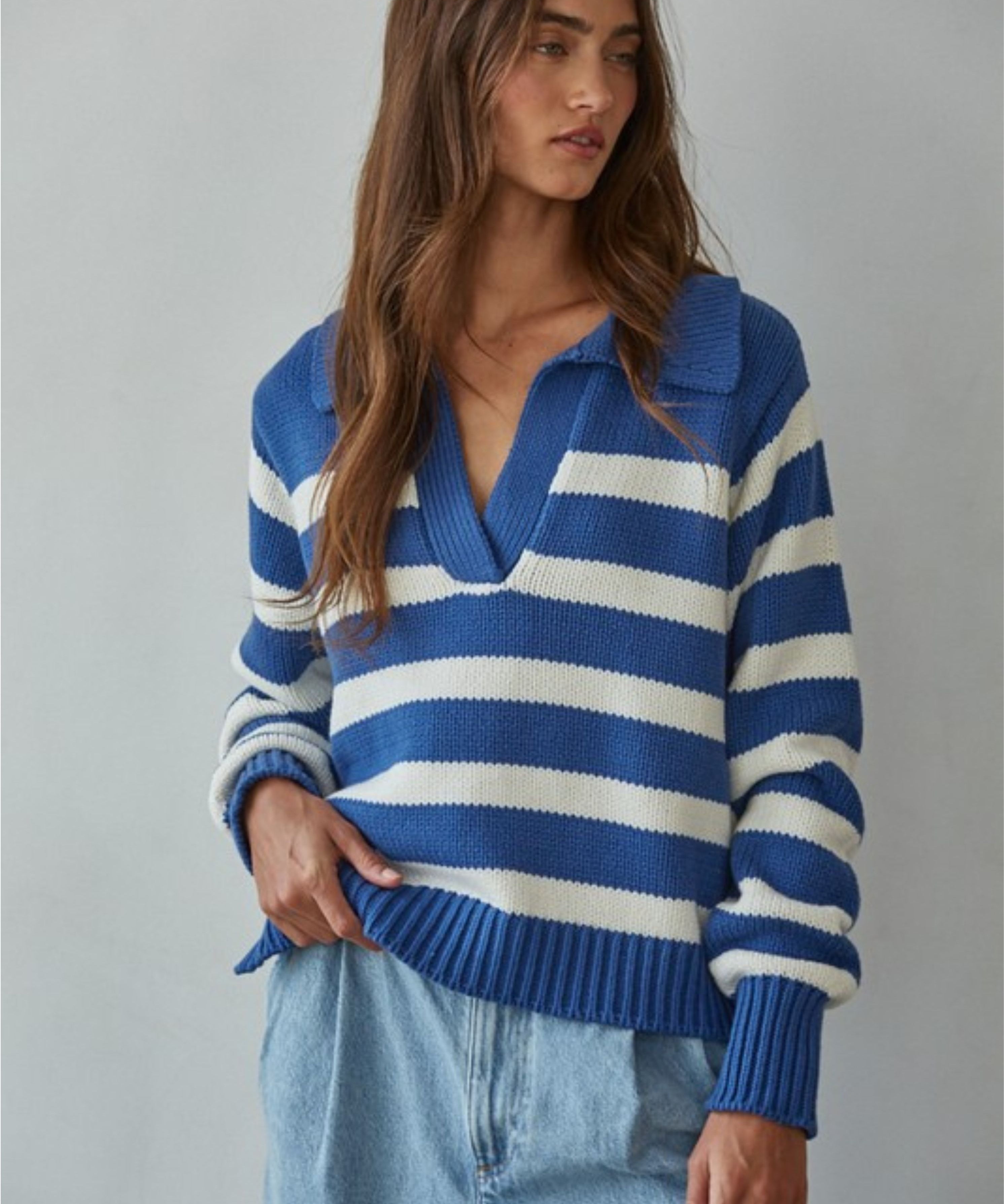 Stripe Polo Sweater