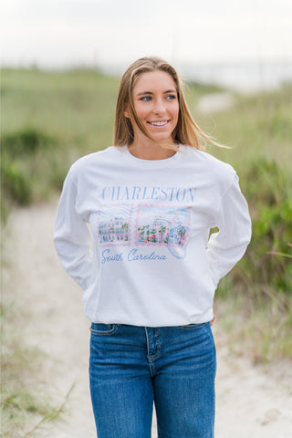 Charleston Stamp Oversized Long Sleeve Graphic Tee