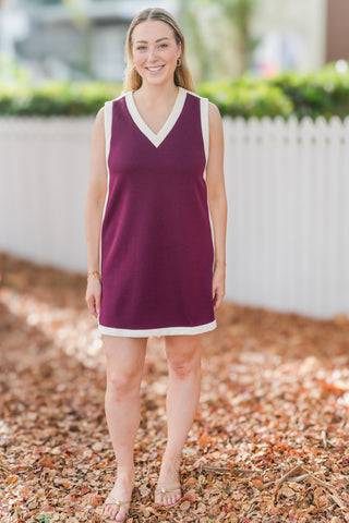 V-Neck Knit Mini Dress