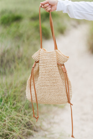 Leather Straps Braided Tote Bag