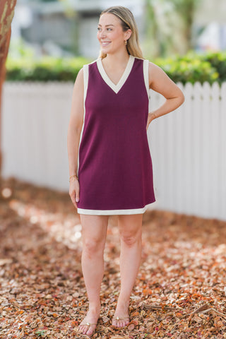 V-Neck Knit Mini Dress