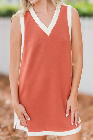 V-Neck Knit Mini Dress
