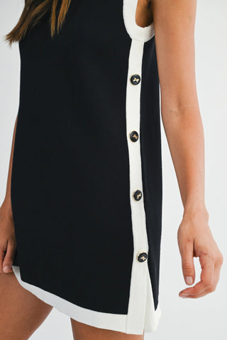 Colorblock Button Side Mini Dress