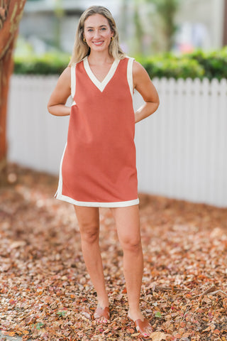V-Neck Knit Mini Dress