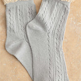Pointelle With Crochet Trim Socks