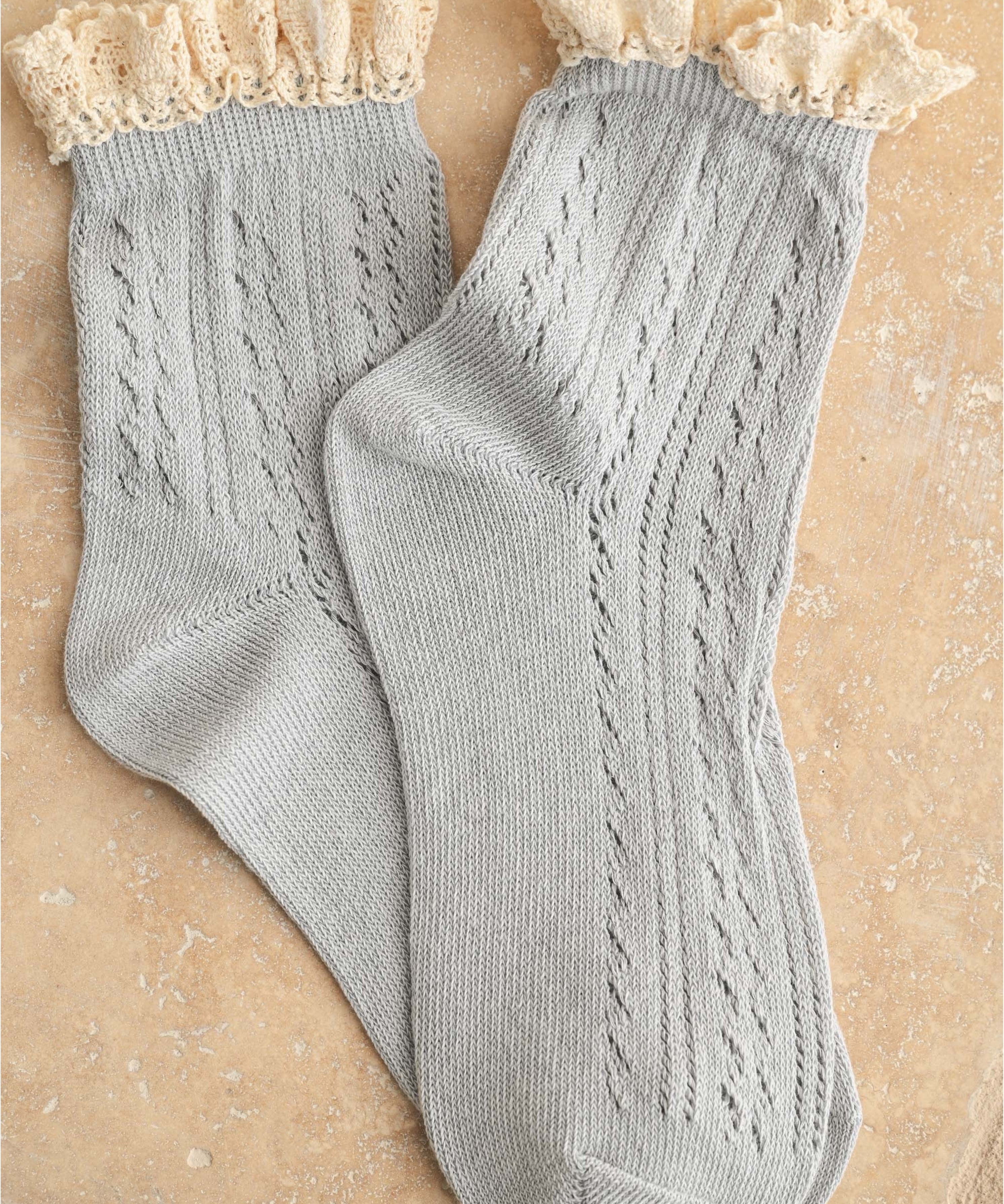 Pointelle With Crochet Trim Socks